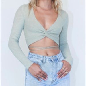 Despina Long Sleeve Top Sage- Princess Polly